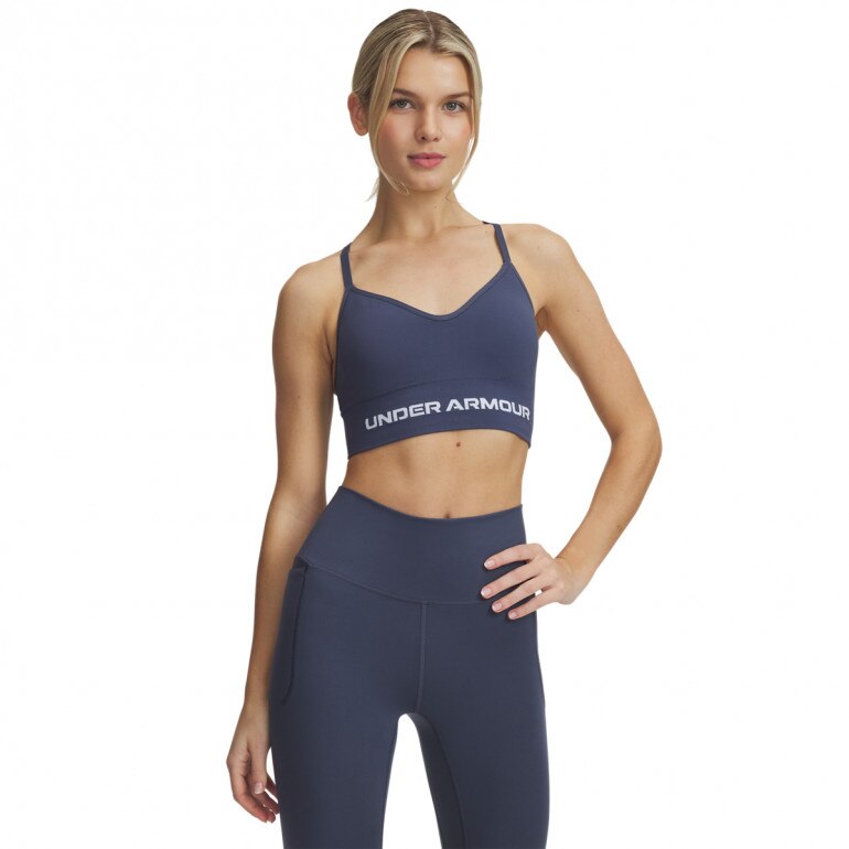 Damski biustonosz treningowy Under Armour Vanish Seamless Low Bra - granatowy