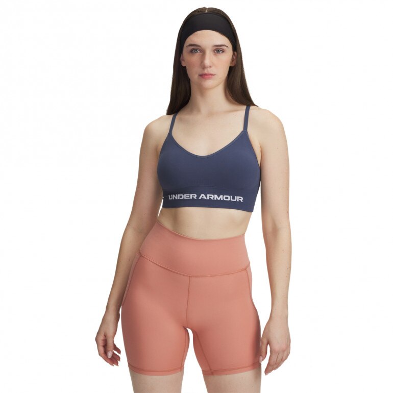 Damski biustonosz treningowy Under Armour Vanish Seamless Low Bra - granatowy