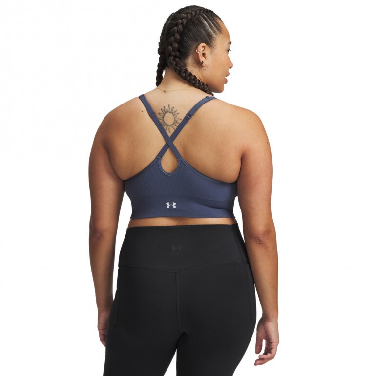 Damski biustonosz treningowy Under Armour Vanish Seamless Low Bra - granatowy