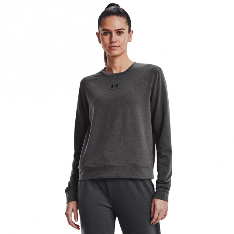 Damski longsleeve treningowy Under Armour Rival Terry Crew - szary