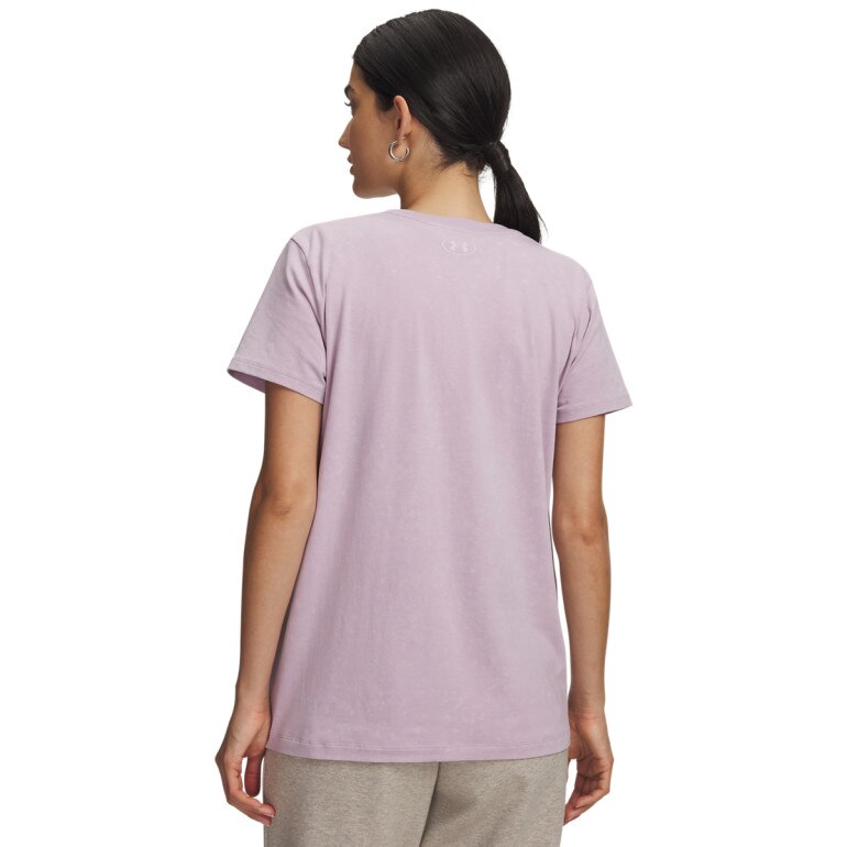 Damski t-shirt bez nadruku Under Armour Rival Cotton Wash SS - fioletowy