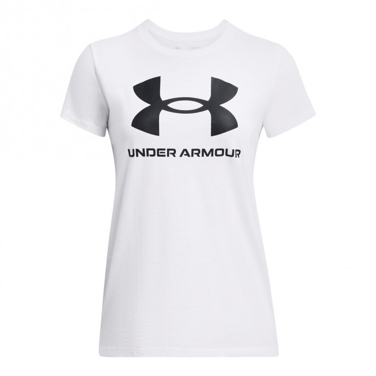Damski t-shirt z nadrukiem Under Armour UA Rival Logo SS - biały