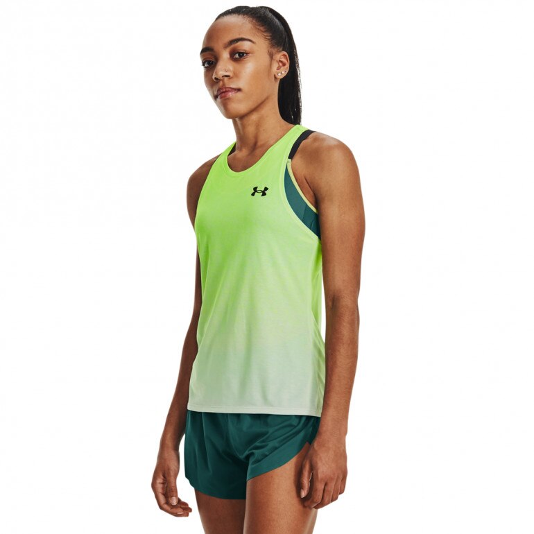 Damski top do biegania Under Armous UA Rush Run Singlet - limonka 
