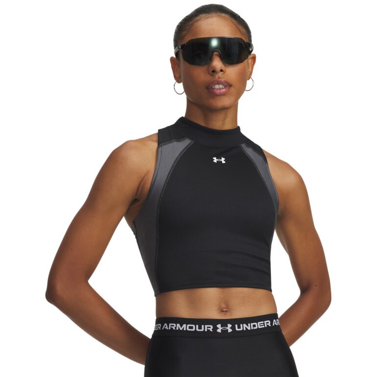 Damski top treningowy Under Armour HeatGear Rib - czarny