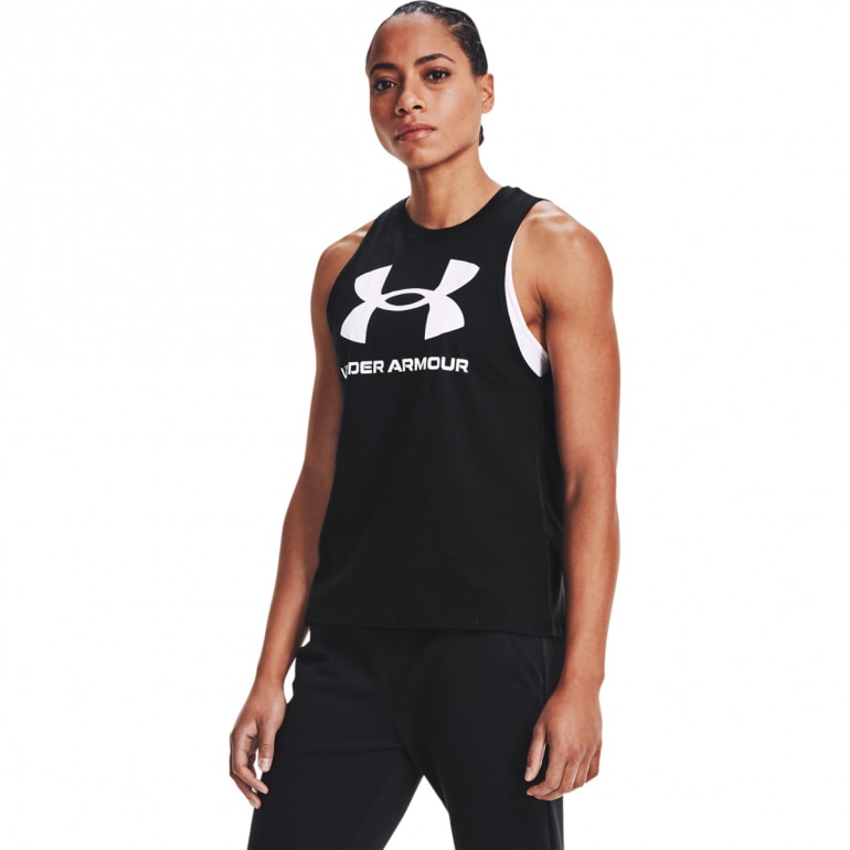 Damski top z nadrukiem Under Armour UA Live Rival Tank - czarny