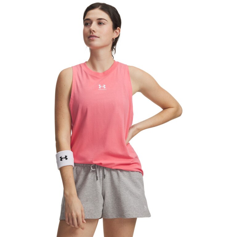Damski top z nadrukiem Under Armour UA Rival Muscle Tank - różowy