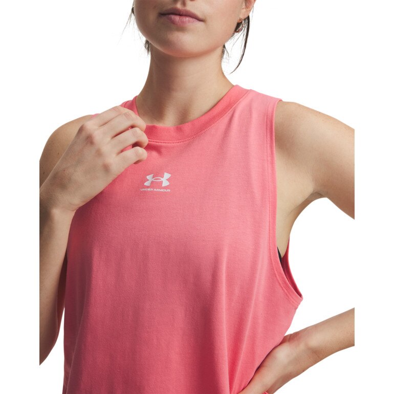 Damski top z nadrukiem Under Armour UA Rival Muscle Tank - różowy