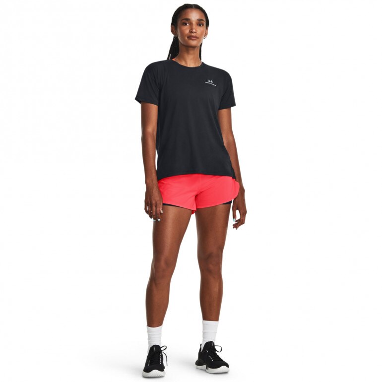 Damskie spodenki treningowe Under Armour Flex Woven 2-in-1 Short - łososiowe 