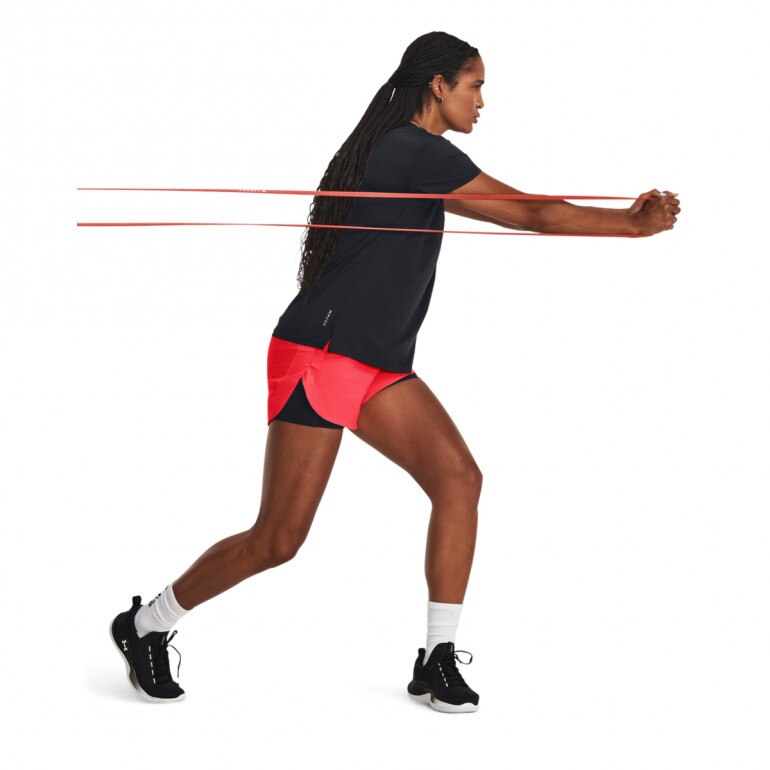 Damskie spodenki treningowe Under Armour Flex Woven 2-in-1 Short - łososiowe 