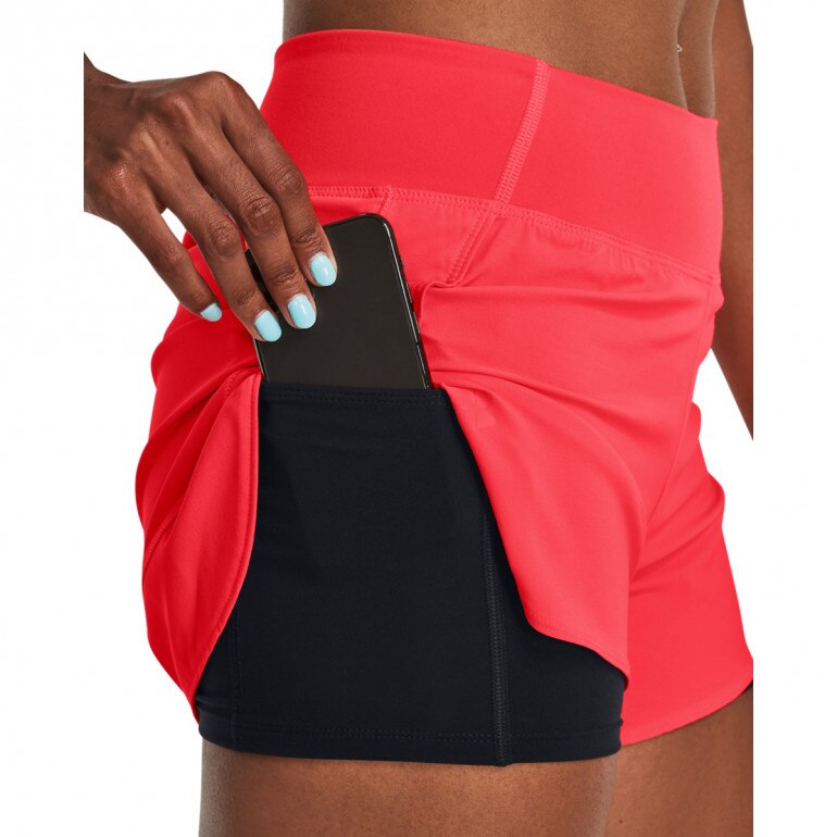 Damskie spodenki treningowe Under Armour Flex Woven 2-in-1 Short - łososiowe 