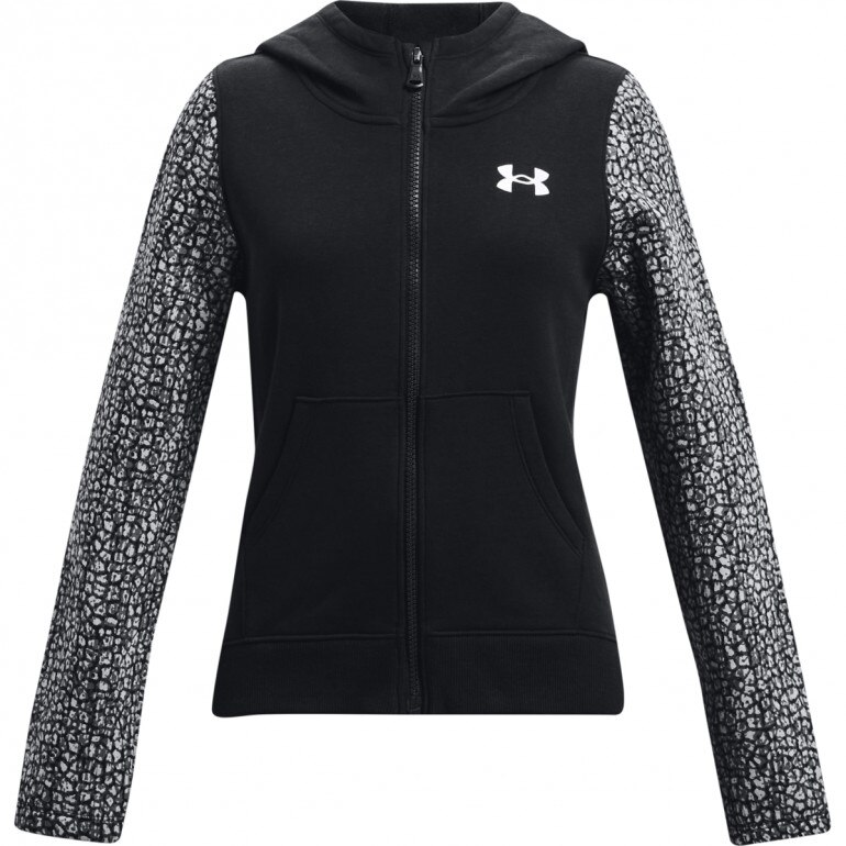 Dziewczęca bluza treningowa z kapturem UNDER ARMOUR Rival Fleece FZ - czarna
