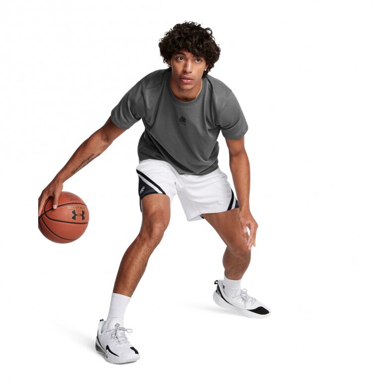 Męska koszulka do koszykówki Under Armour Curry Logo Heavyweight - szara 