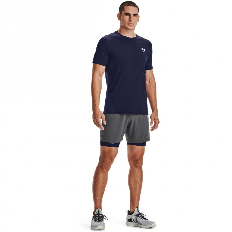 Męska koszulka treningowa UNDER ARMOUR HG Armour Fitted SS - granatowa