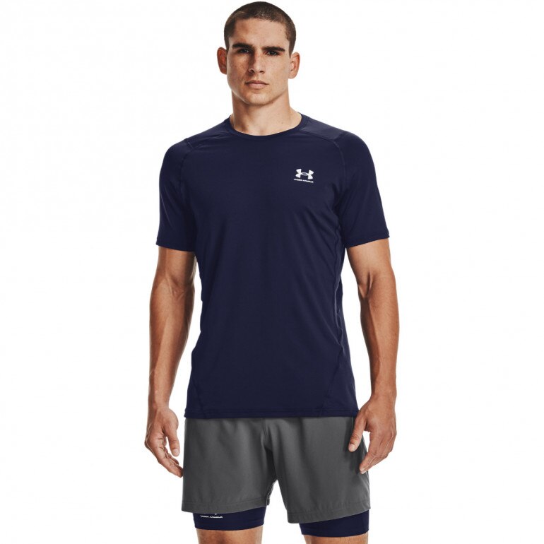 Męska koszulka treningowa UNDER ARMOUR HG Armour Fitted SS - granatowa