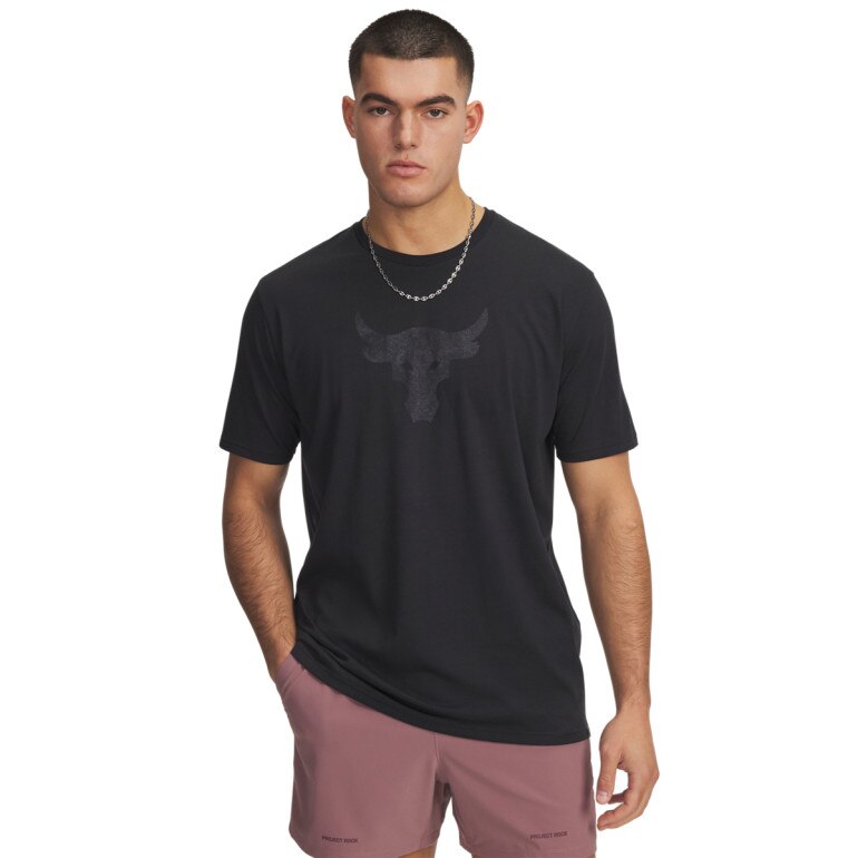 Męska koszulka treningowa Under Armour Project Rock Brahma Bull - czarna 