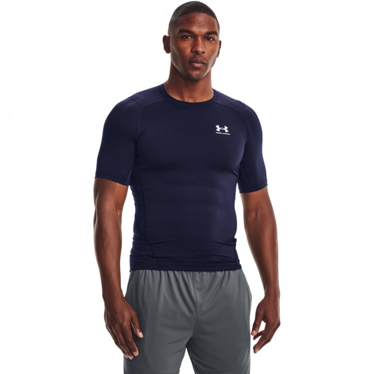 Męska koszulka treningowa UNDER ARMOUR UA HG Armour Comp SS - granatowa