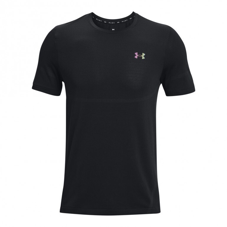 Męska koszulka treningowa Under Armour UA Rush Seamless Legacy SS - czarna