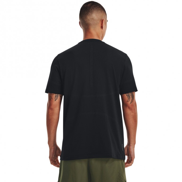 Męska koszulka treningowa Under Armour UA Rush Seamless Legacy SS - czarna