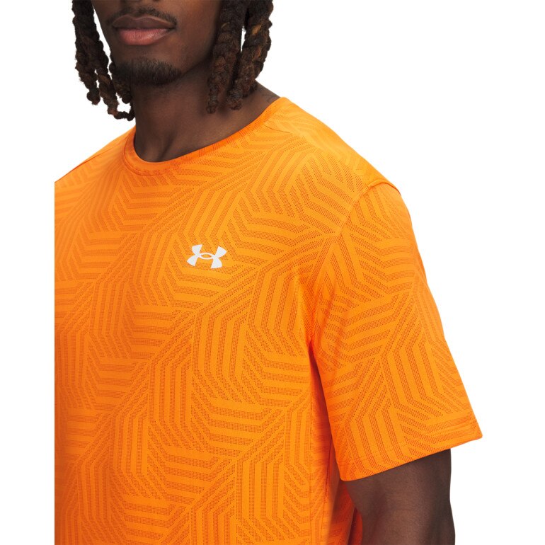 Męska koszulka treningowa Under Armour UA Tech Vent Geotessa SS - pomarańczowa