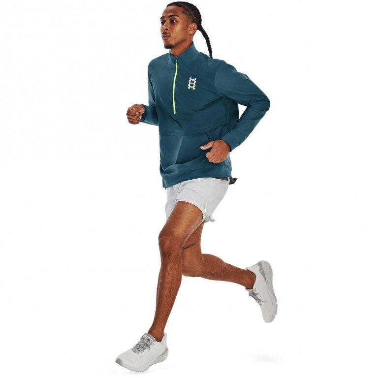 Męska kurtka do biegania Under Armour UA RUN ANYWHERE PULLOVER - turkusowa