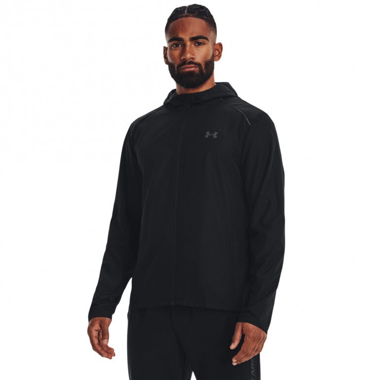 Męska kurtka do biegania Under Armour UA Launch Hooded Jacket - czarna