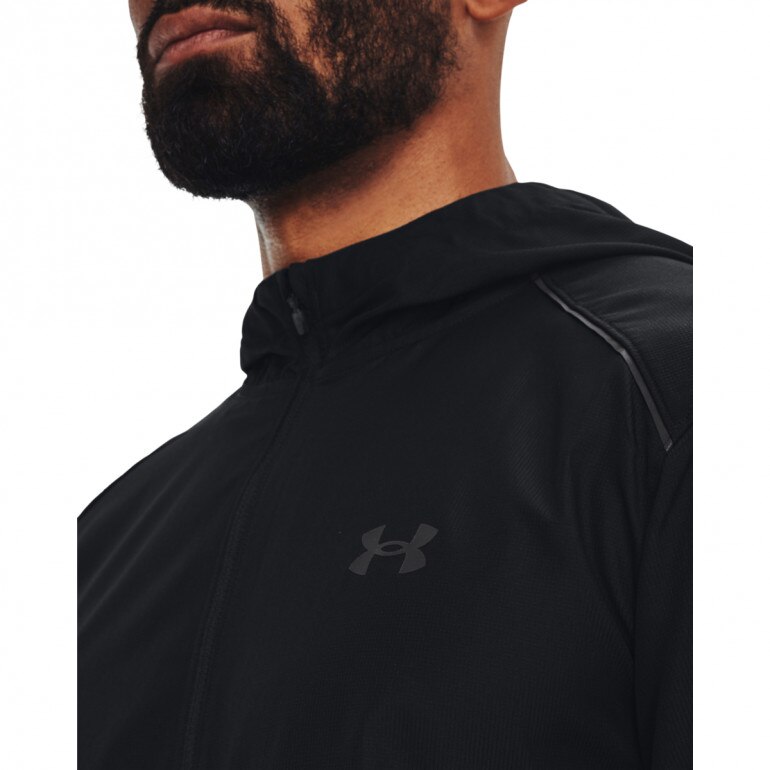 Męska kurtka do biegania Under Armour UA Launch Hooded Jacket - czarna
