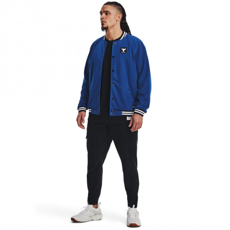 Męska kurtka przejściowa Under Armour Project Rock Mesh Varsity Jacket - niebieska