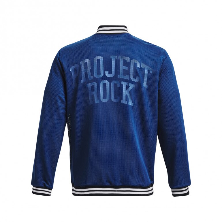 Męska kurtka przejściowa Under Armour Project Rock Mesh Varsity Jacket - niebieska