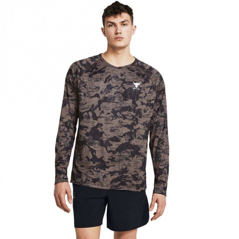 Męski longsleeve treningowy Under Armour Project Rock IsoChill LS - brązowy