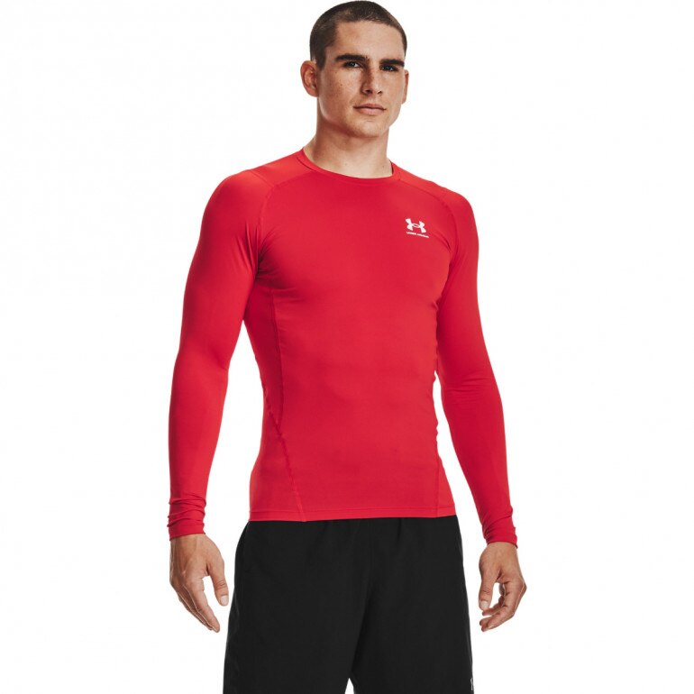 Męski longsleeve treningowy UNDER ARMOUR UA HG Armour Comp LS - czerwony
