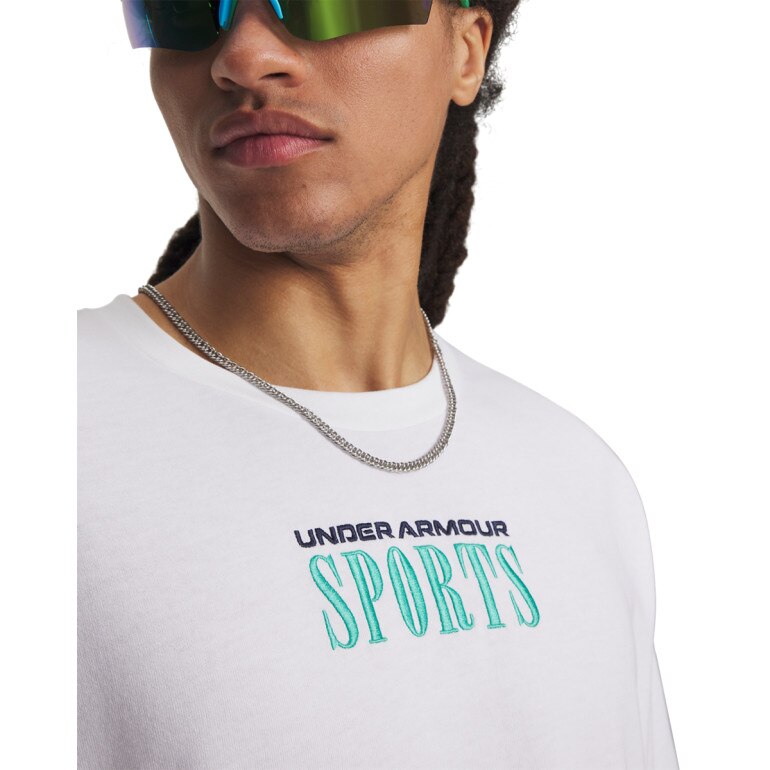 Męski t-shirt z nadrukiem Under Armour UA Heavyweight Sports - biały