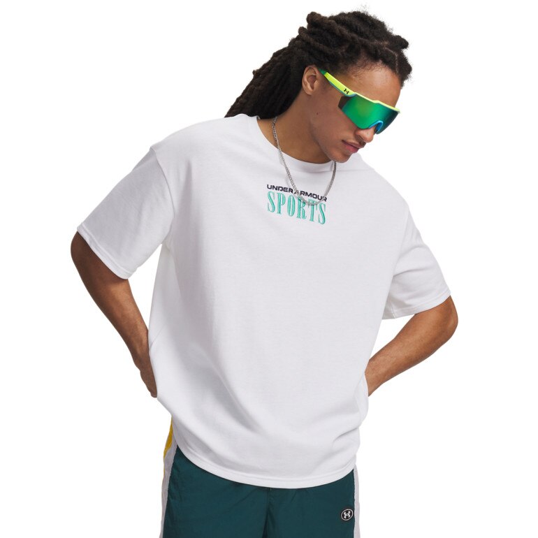 Męski t-shirt z nadrukiem Under Armour UA Heavyweight Sports - biały