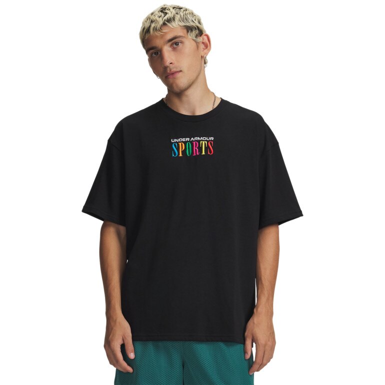 Męski t-shirt z nadrukiem Under Armour UA Heavyweight Sports - czarny