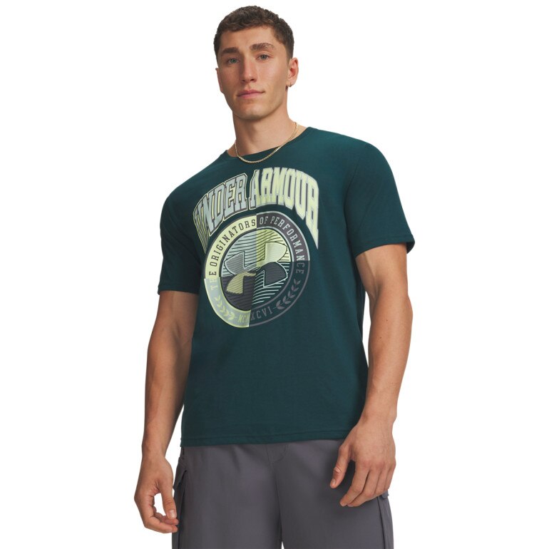 Męski t-shirt z nadrukiem Under Armour UA Varsity Crest - zielony
