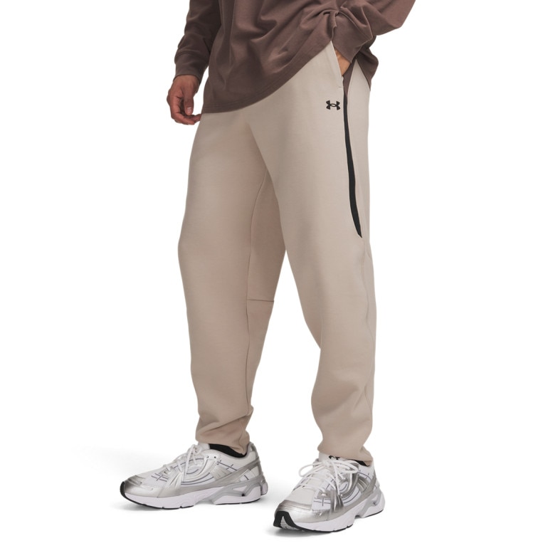 Męskie spodnie dresowe joggery Under Armour UA Unstoppable Flc Joggers - beżowe