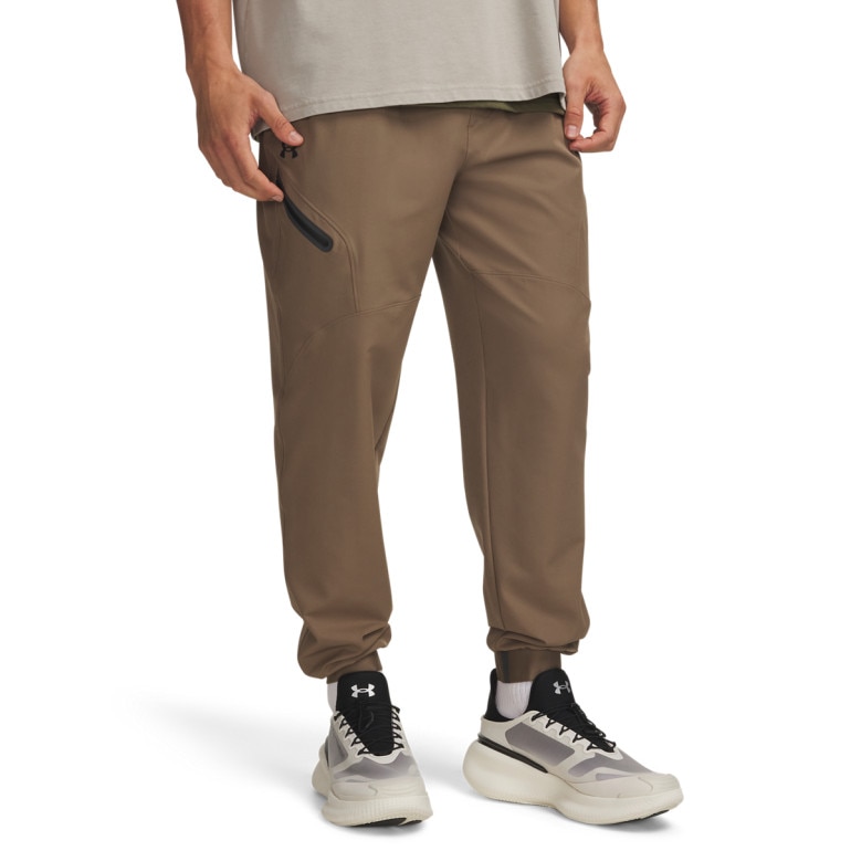 Męskie spodnie dresowe Under Armour UA Unstoppable Woven Jogger - brązowe
