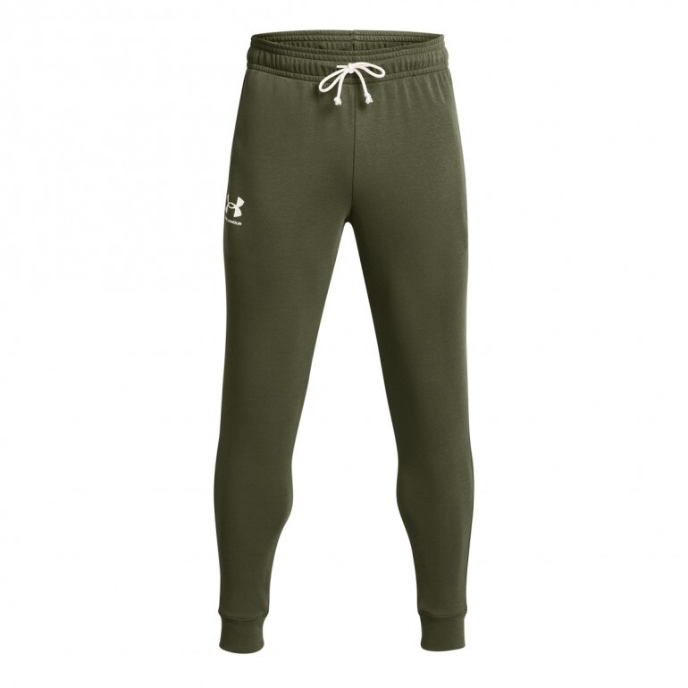 Męskie spodnie dresowe Under Armour UA Rival Terry Jogger - oliwkowe