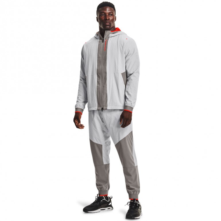 Męskie spodnie treningowe UNDER ARMOUR UA RUSH LEGACY WOVEN PANT - szare