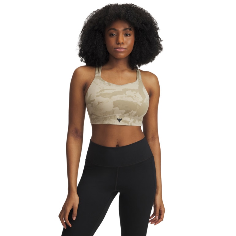 Biustonosz treningowy Under Armour Project Rock Bralette - beżowy