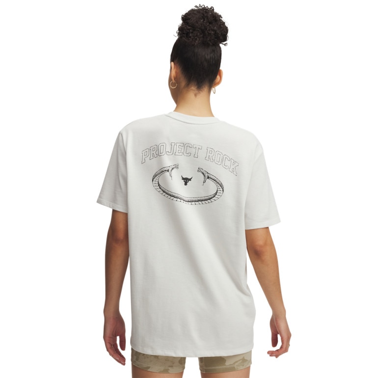 Damski t-shirt z nadrukiem Under Armour Project Rock Campus T - biały
