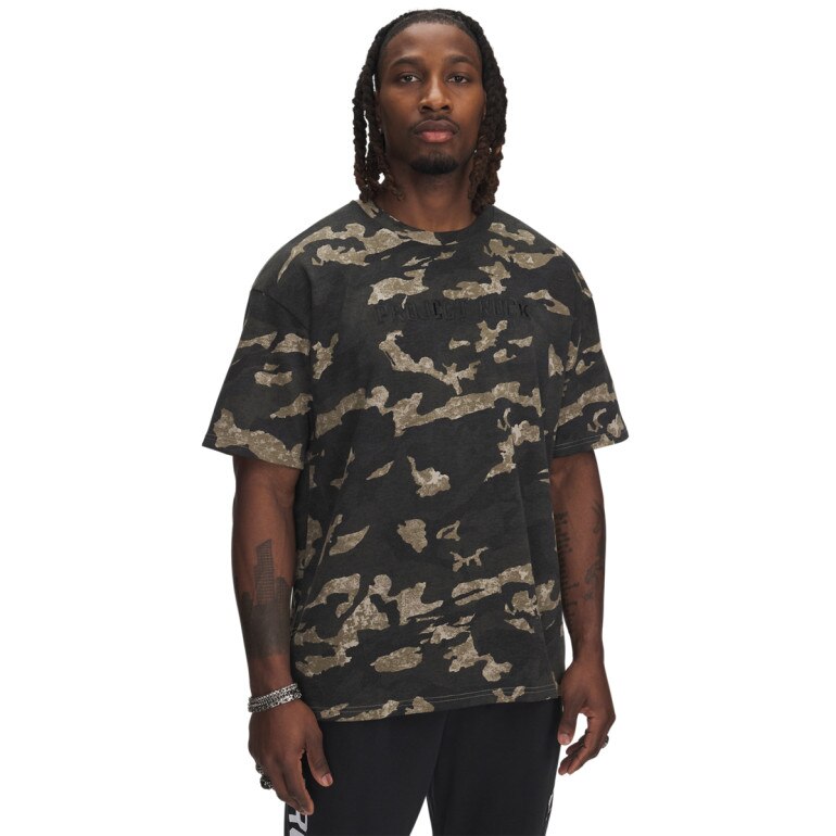 Męska koszulka treningowa Under Armour Project Rock Hwt AOP SS - khaki