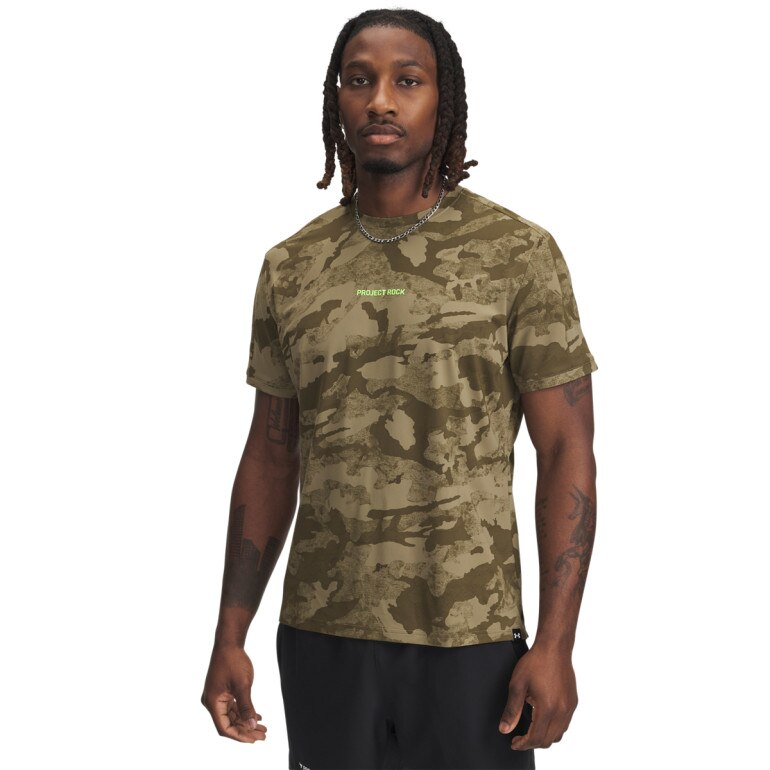 Męska koszulka treningowa Under Armour Project Rock IsoChill SS - brązowa