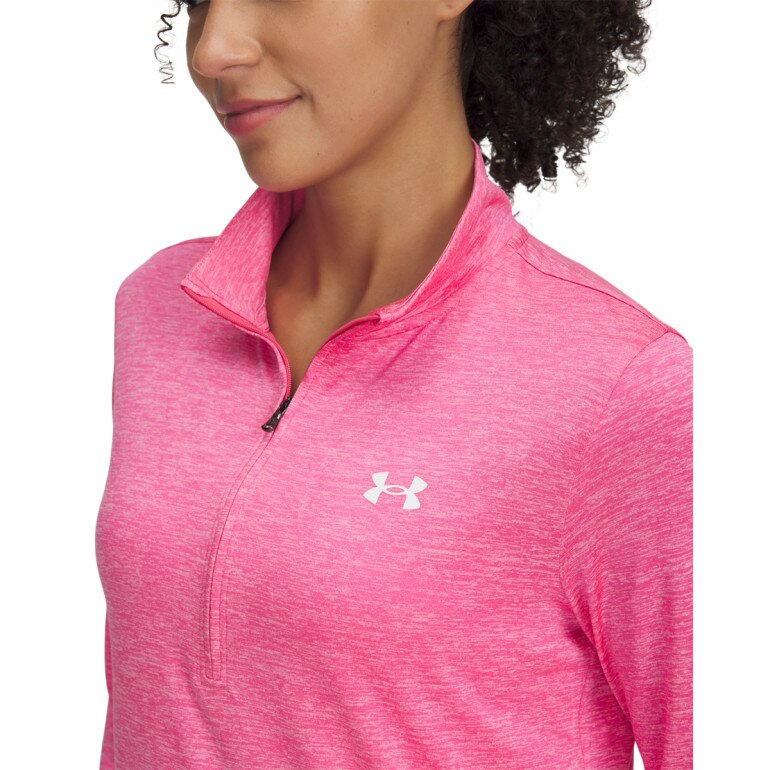 Damski longsleeve treningowy Under Armour Tech 1/2 Zip- Twist - różowy