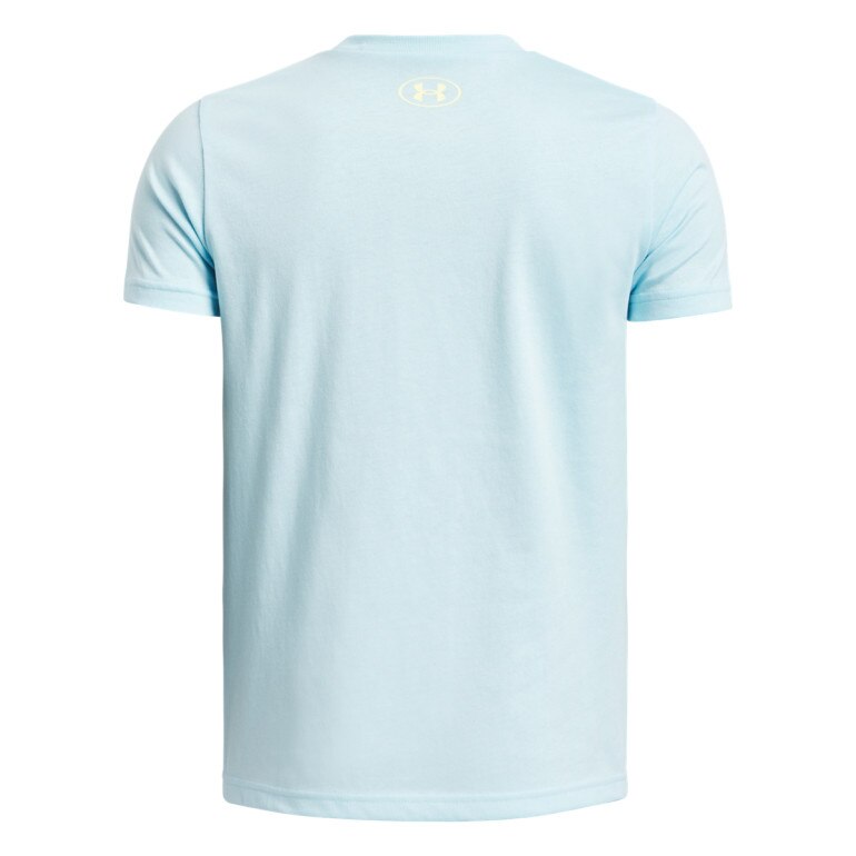 Chłopięcy t-shirt z nadrukiem Under Armour UA Boxed Sports - niebieska