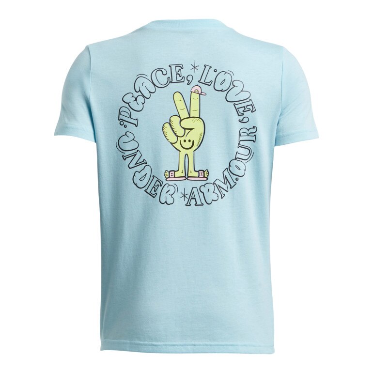 Chłopięcy t-shirt z nadrukiem Under Armour UA B Peace Love - niebieski