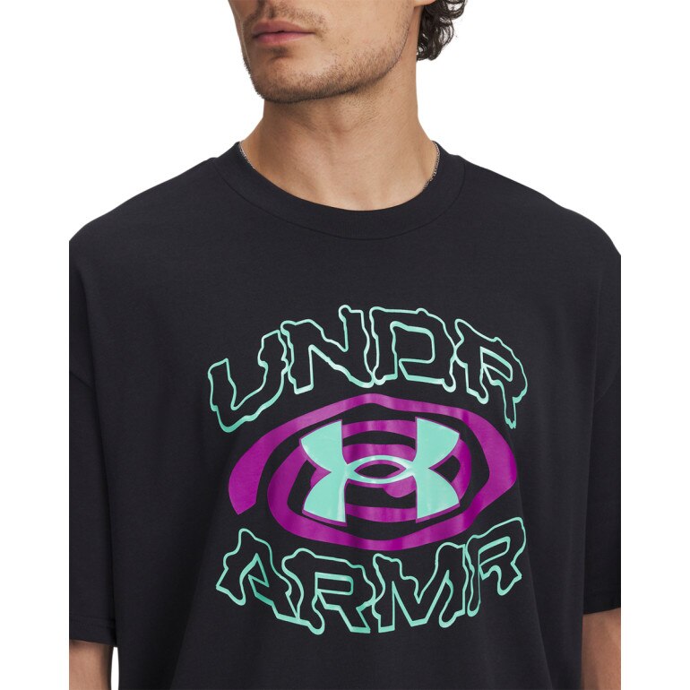Męski t-shirt z nadrukiem UA M HWT Hoops Hoopnotic SS - czarny
