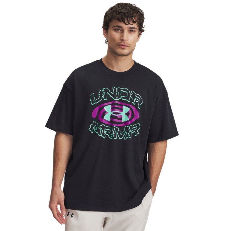 Męski t-shirt z nadrukiem UA M HWT Hoops Hoopnotic SS - czarny