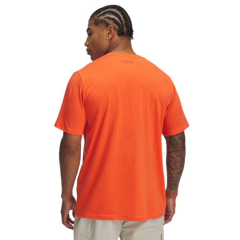 Męski t-shirt z nadrukiem Under Armour UA Reflective Big Logo - pomarańczowy