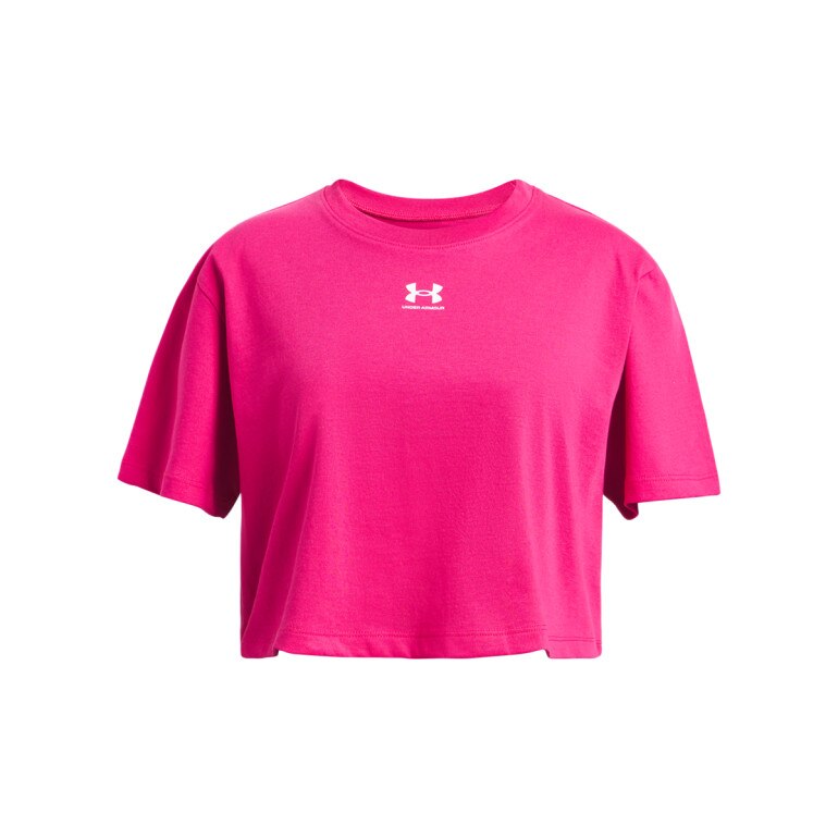 Dziewczęca koszulka oversize Under Armour UA Rival SS - różowa