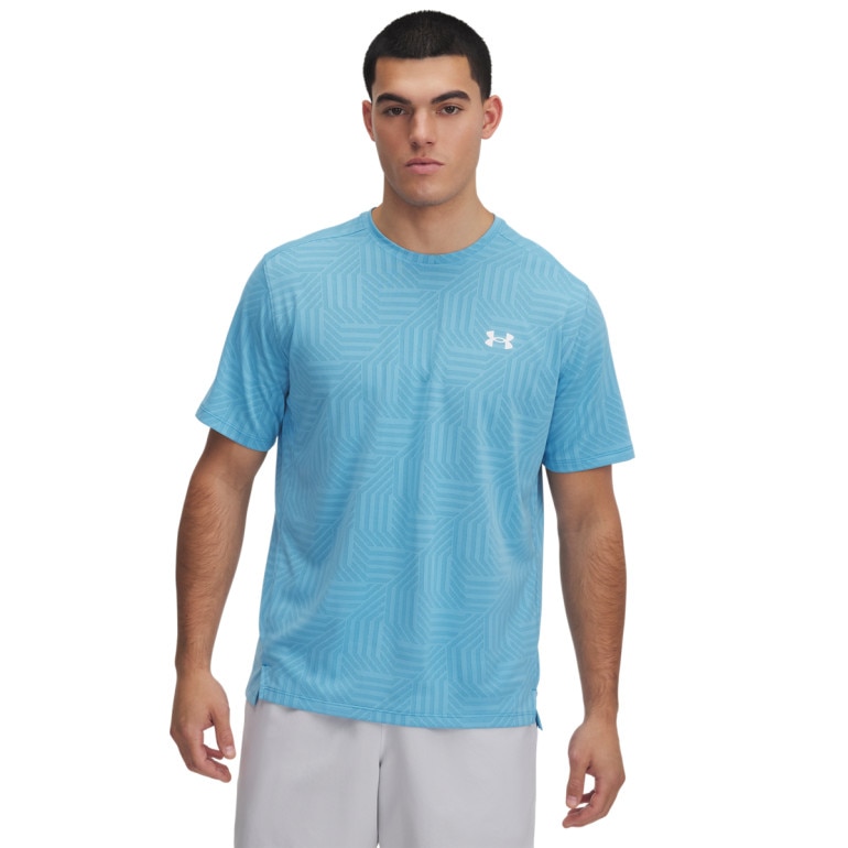 Męska koszulka treningowa Under Armour UA Tech Vent Geotessa SS - niebieska